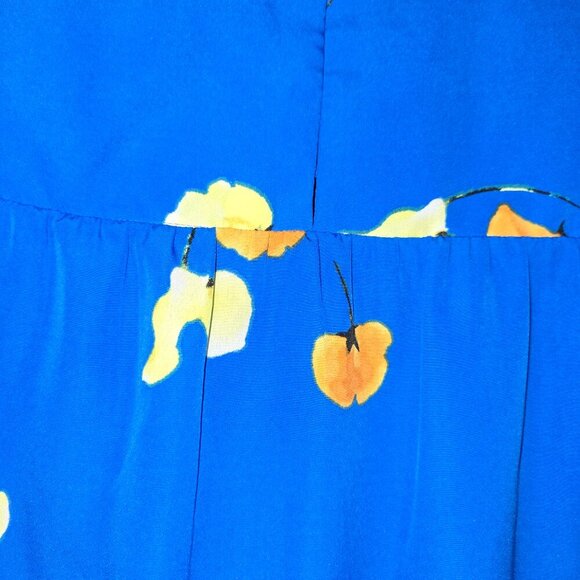 Daniel Rainn Blue floral top shirt sleeve blouse - Picture 9 of 9